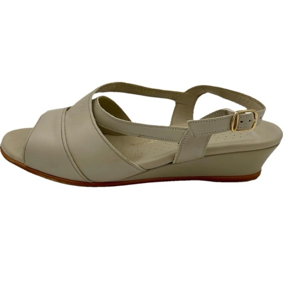 SAS‎ Caress Cross Strap Wedge Sandals Shoes Womens Sz 9.5W WIDE Beige Tan Taupe